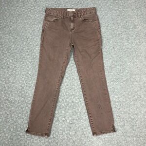 Free People Jeans Womens 27 Brown Mid Rise Skinny Herringbone Stretch Denim Day